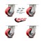 Service Caster 4 Inch Kingpinless Red Poly on Steel Wheel Swivel Caster Set with Swivel Lock SCC-KP30S420-PUR-RS-BSL-4 - alternate 2